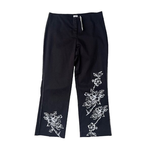 Cache Women's Black Floral Straight Leg Dress Pants Size 8 - Picture 8 of 12